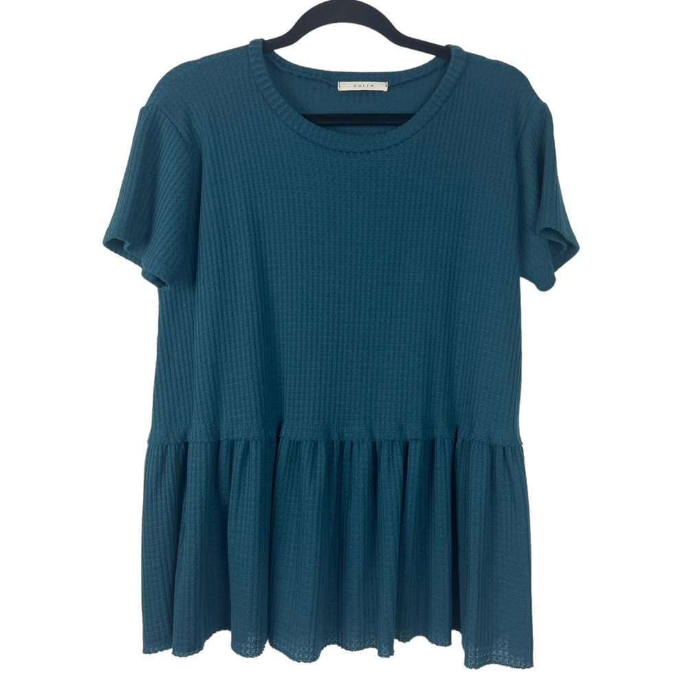 Entro by Anthropologie Short Sleeve Tunic Peplum Top